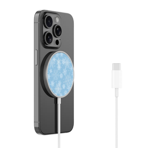 MyBat Design Lab Magnetic Wireless Charger - Silver - Blue Snowflakes - MCGWIRC18SL-283-2.jpg