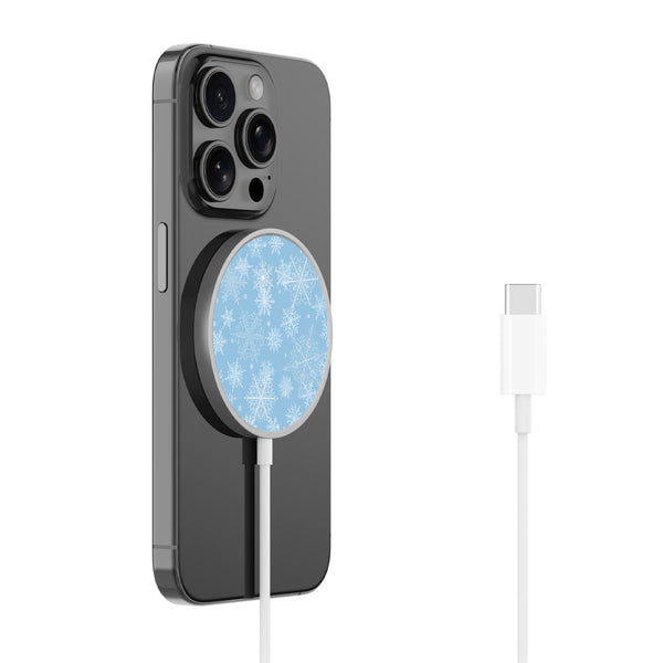 MyBat Design Lab Magnetic Wireless Charger - Silver - Blue Snowflakes - MCGWIRC18SL-283-2.jpg