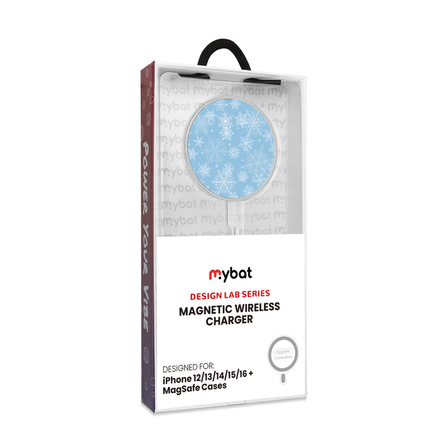MyBat Design Lab Magnetic Wireless Charger - Silver - Blue Snowflakes - MCGWIRC18SL-283-8.jpg
