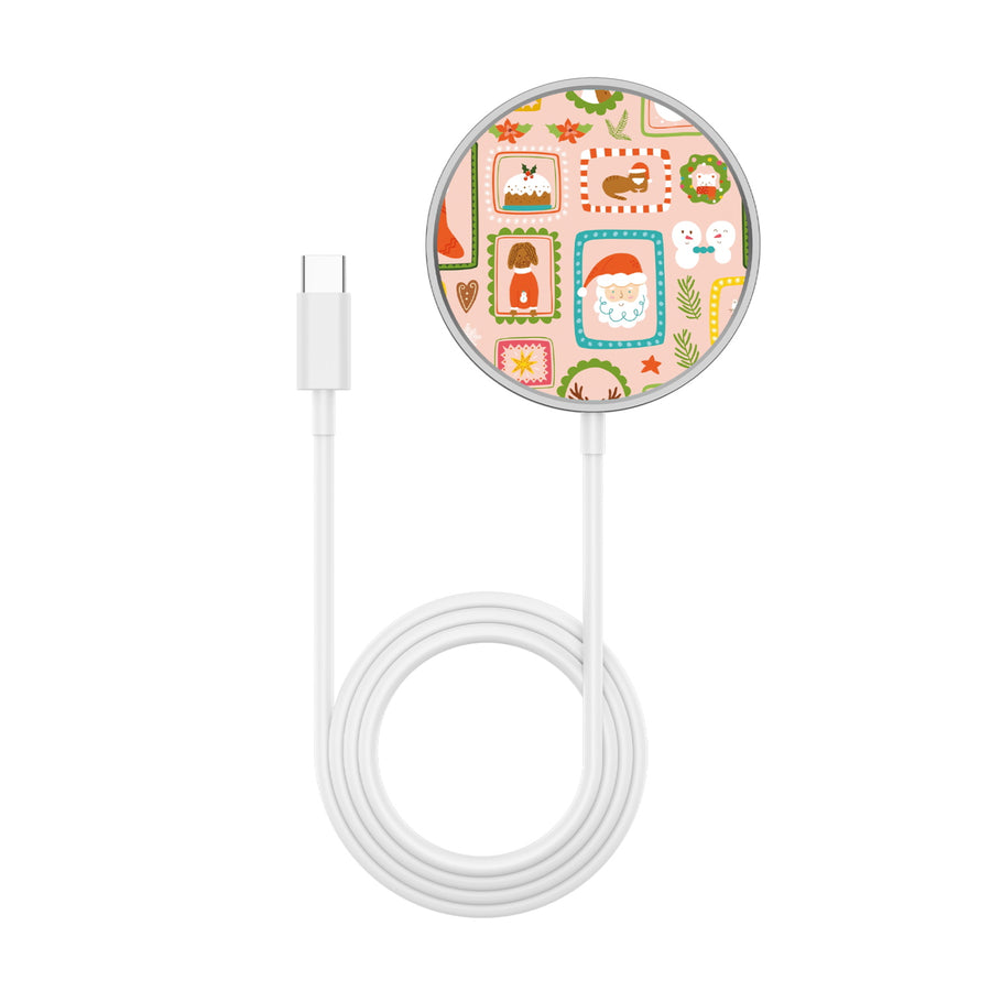 MyBat Design Lab Magnetic Wireless Charger - Silver - Holiday Stamps - MCGWIRC18SL-297-3.jpg
