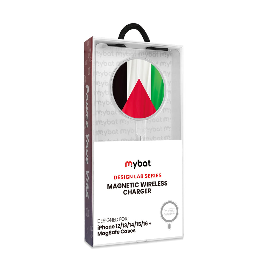 MyBat Design Lab Magnetic Wireless Charger - Silver - Palestine Flag - MCGWIRC18SL-306-8.jpg