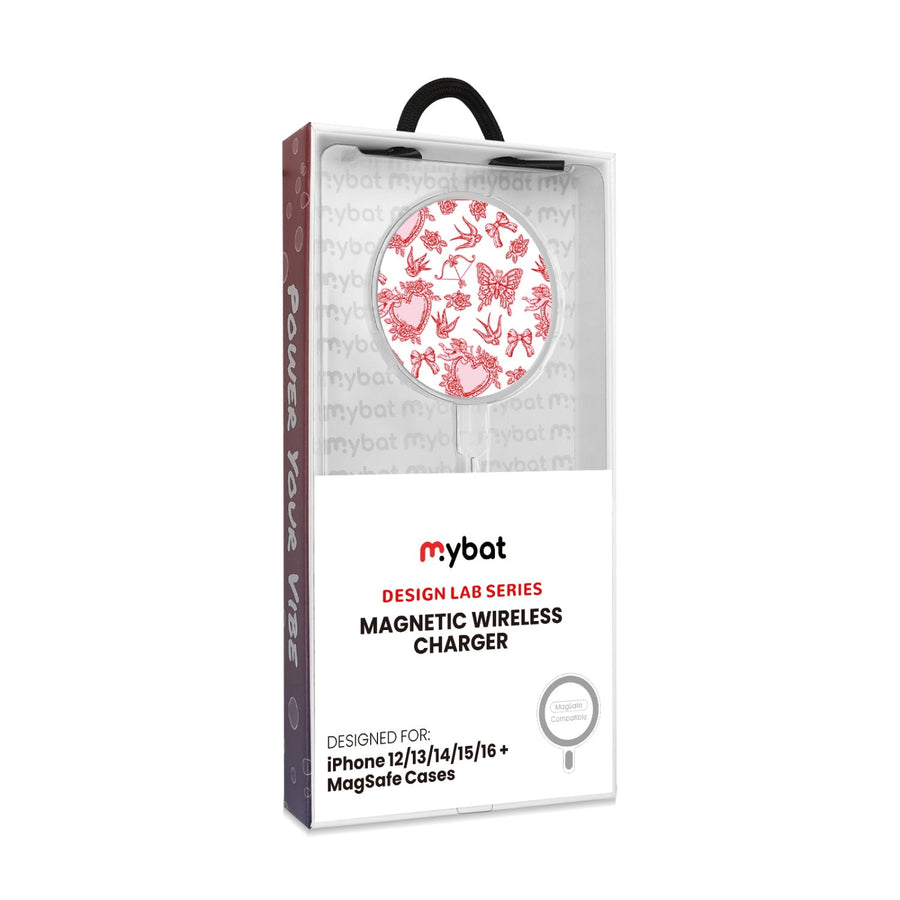 MyBat Design Lab Magnetic Wireless Charger - Silver - Sending Love