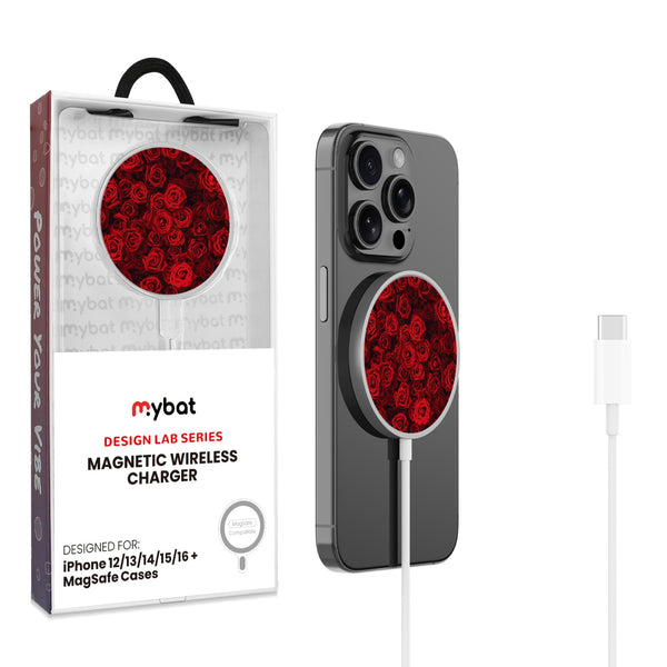 MyBat Design Lab Magnetic Wireless Charger - Silver - Red Roses - MCGWIRC18SL-343-1.jpg