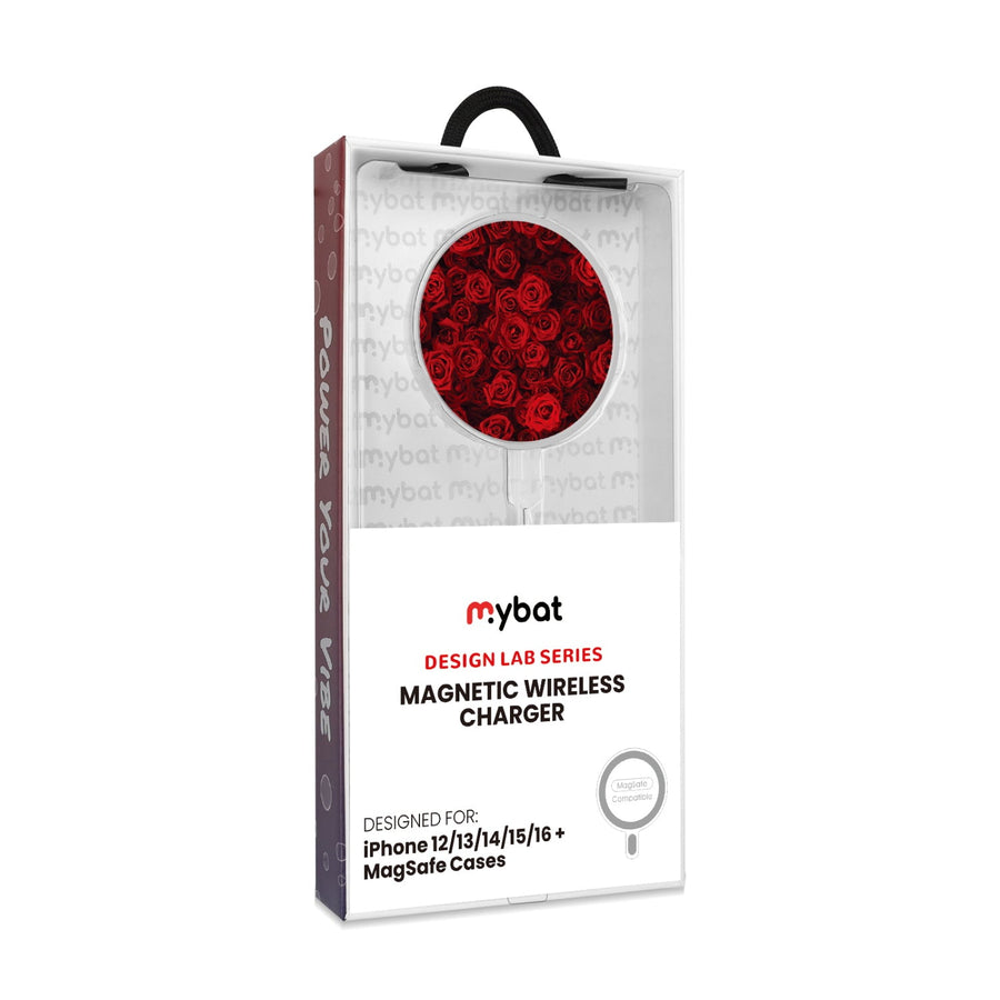 MyBat Design Lab Magnetic Wireless Charger - Silver - Red Roses