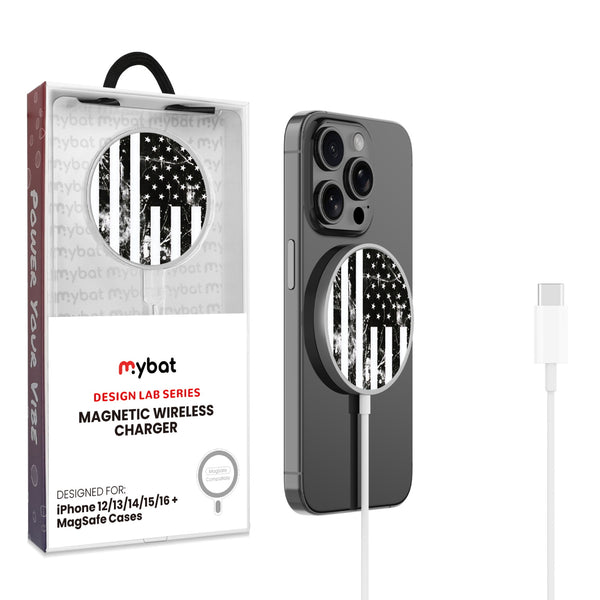 MyBat Design Lab Magnetic Wireless Charger - Silver - Distress US Flag - MCGWIRC18SL-344-1.jpg