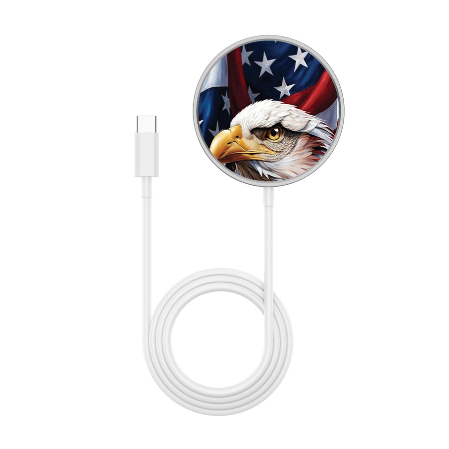 MyBat Design Lab Magnetic Wireless Charger - Silver - Proud American Eagle - MCGWIRC18SL-362-3.jpg