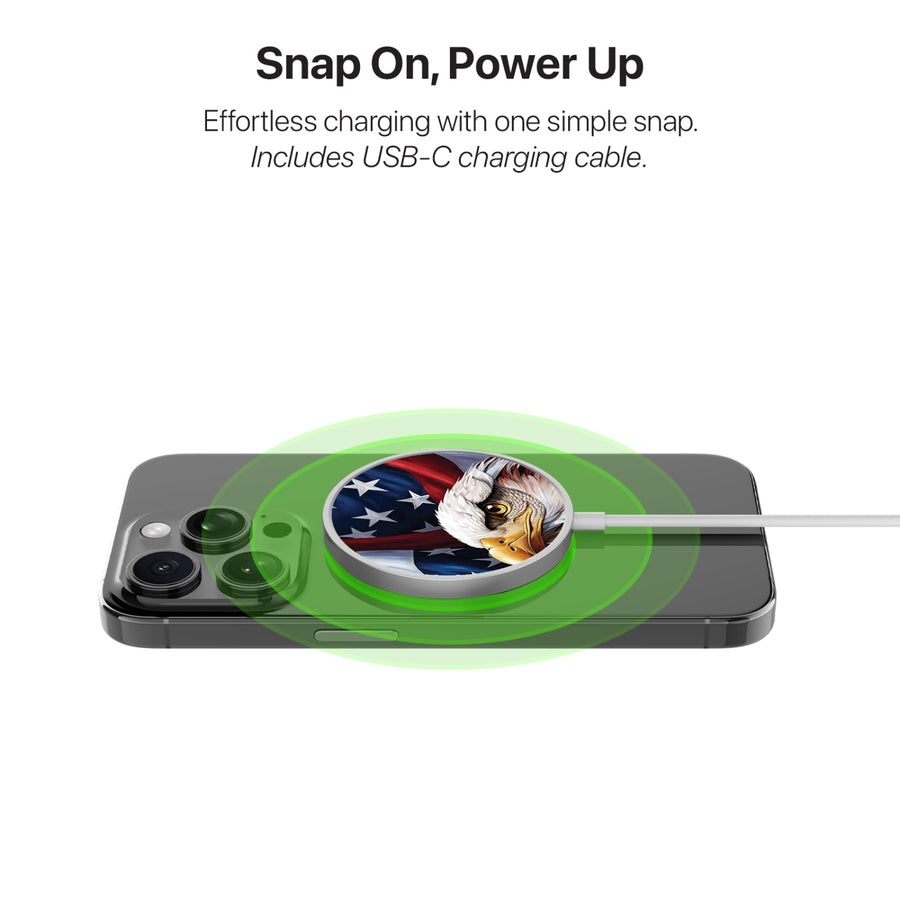 MyBat Design Lab Magnetic Wireless Charger - Silver - Proud American Eagle - MCGWIRC18SL-362-4.jpg