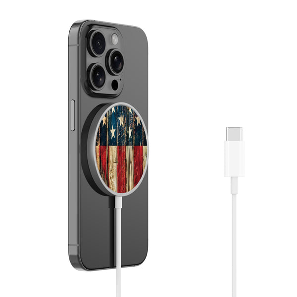 MyBat Design Lab Magnetic Wireless Charger - Silver - US Painted Flag - MCGWIRC18SL-381-2.jpg