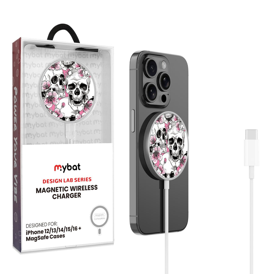 MyBat Design Lab Magnetic Wireless Charger - Silver - Death Blooms