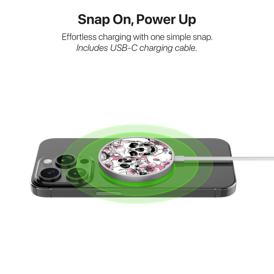 MyBat Design Lab Magnetic Wireless Charger - Silver - Death Blooms - MCGWIRC18SL-419-4.jpg