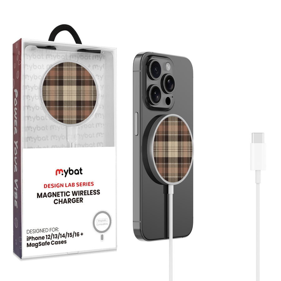 MyBat Design Lab Magnetic Wireless Charger - Silver - Mocha Flannel