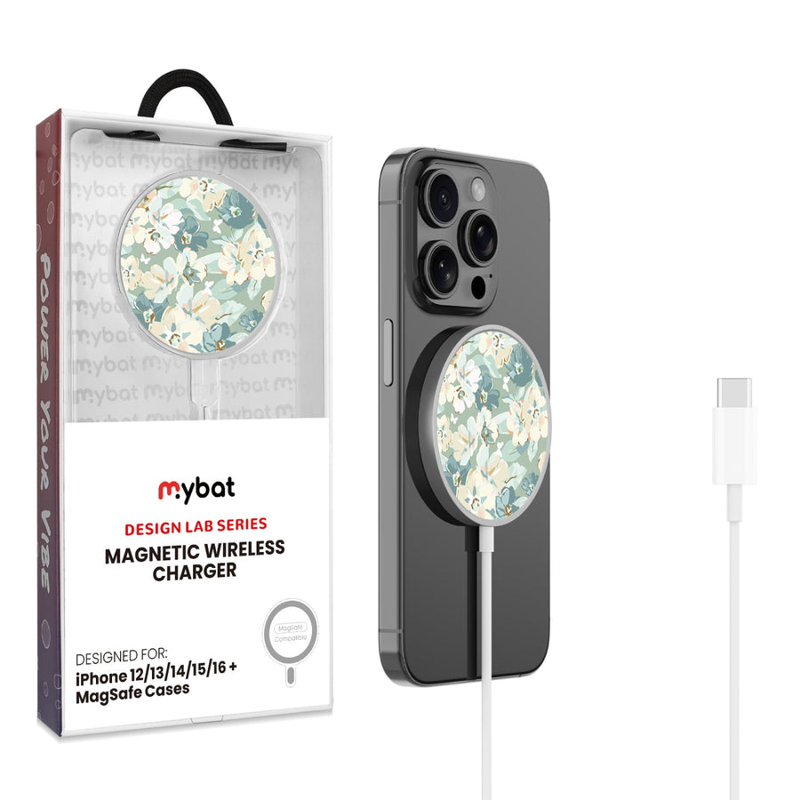 MyBat Design Lab Magnetic Wireless Charger - Silver - Vintage Garden