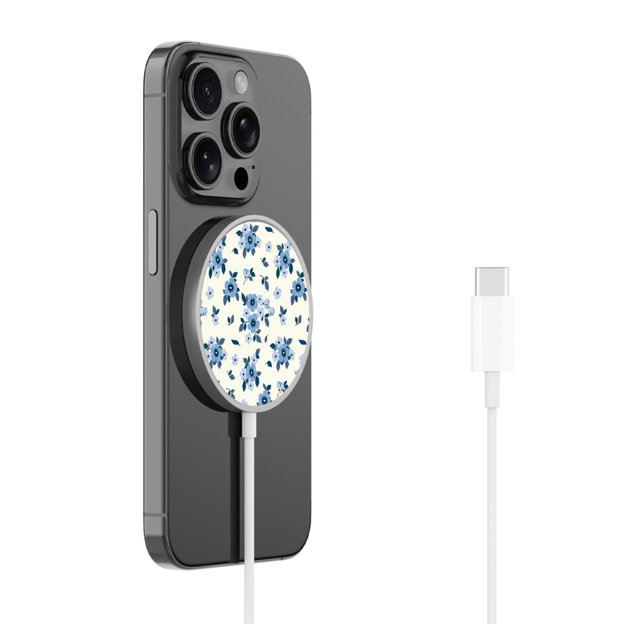 MyBat Design Lab Magnetic Wireless Charger - Silver - Porcelain Petals - MCGWIRC18SL-437-2.jpg