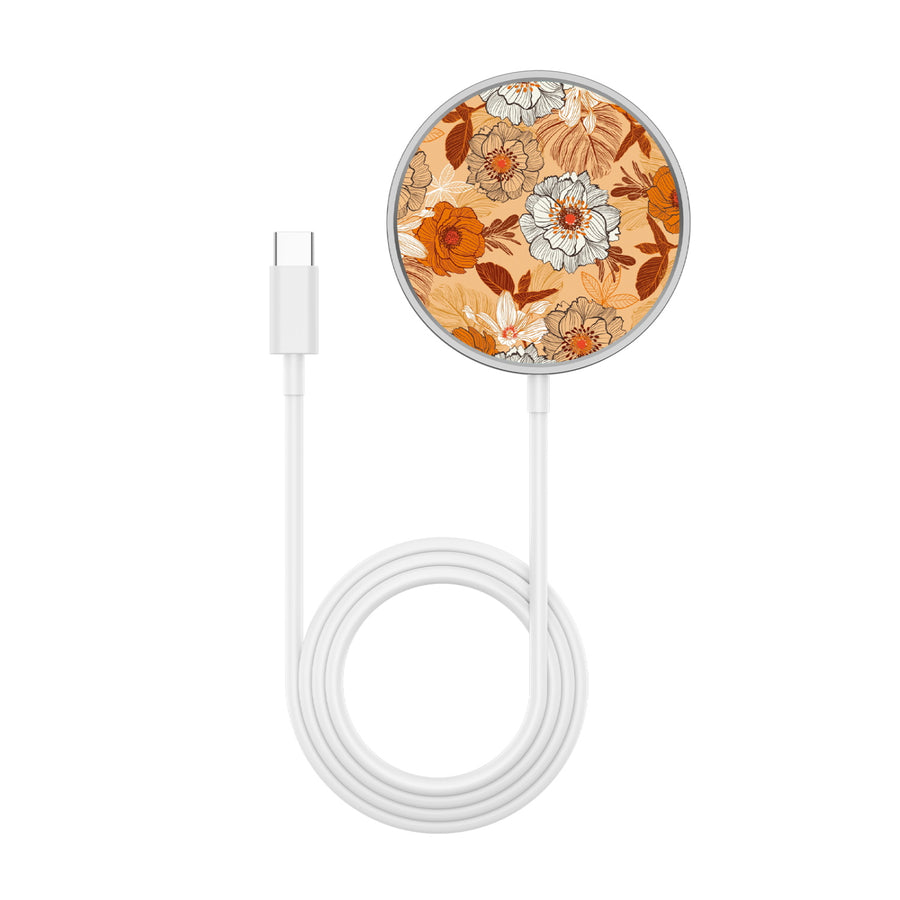 MyBat Design Lab Magnetic Wireless Charger - Silver - Retro Bouquet - MCGWIRC18SL-440-3.jpg