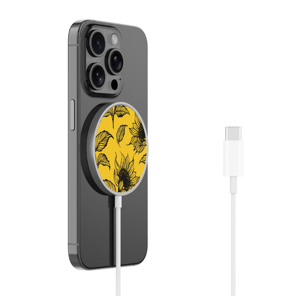 MyBat Design Lab Magnetic Wireless Charger - Silver - Golden Sunflowers - MCGWIRC18SL-444-2.jpg
