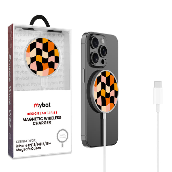 MyBat Design Lab Magnetic Wireless Charger - Silver - Groovy Check - MCGWIRC18SL-448-1.jpg