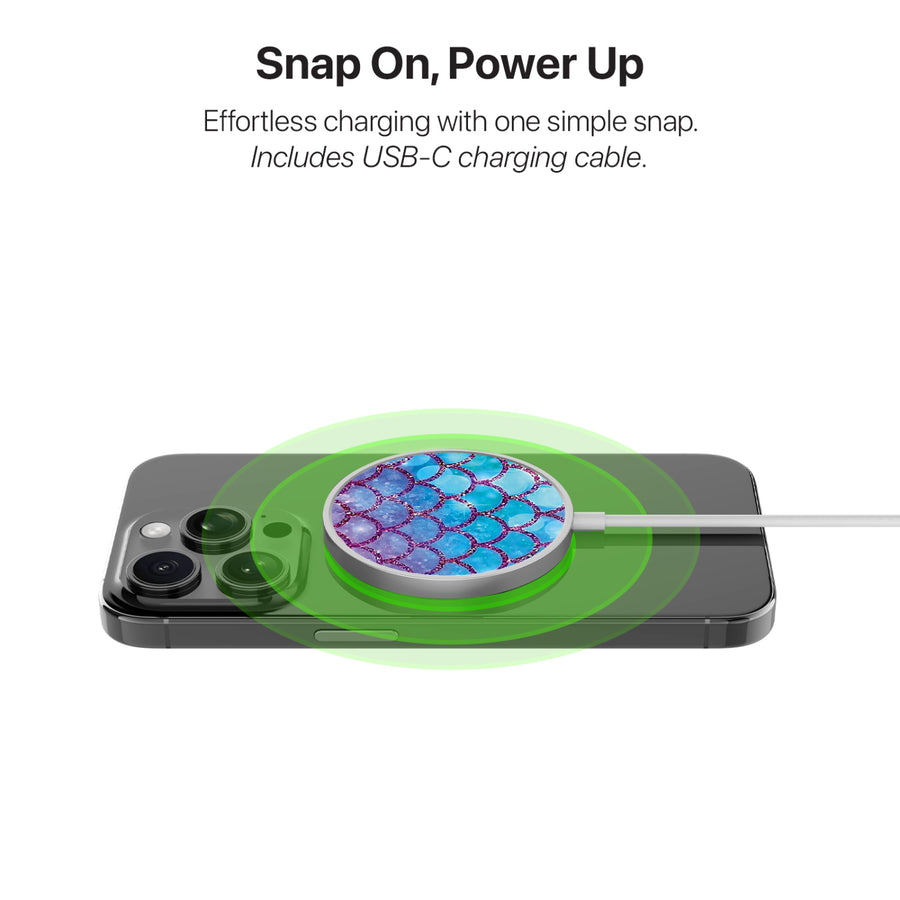 MyBat Design Lab Magnetic Wireless Charger - Silver - Mermaid Scales - MCGWIRC18SL-458-4.jpg