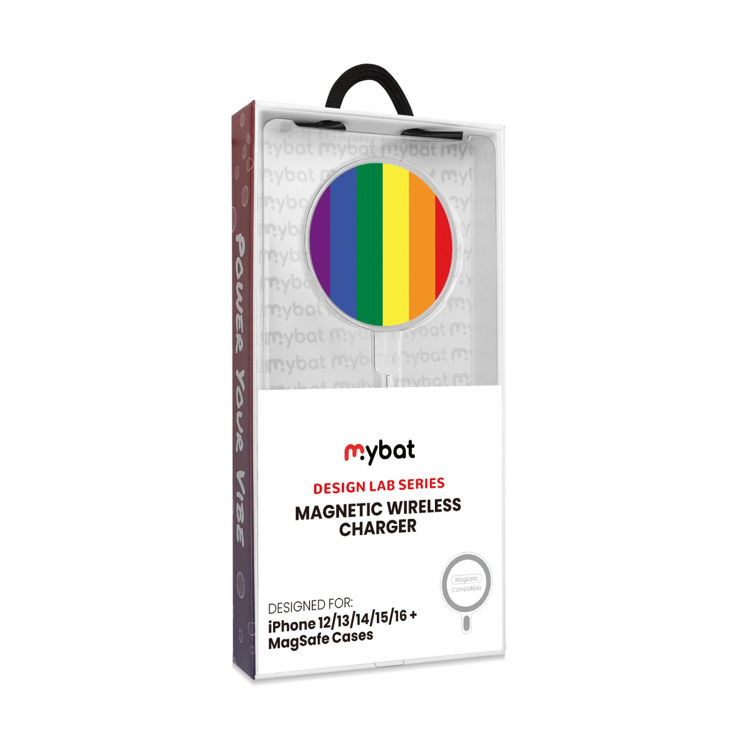 MyBat Design Lab Magnetic Wireless Charger - Silver - Rainbow Stripes