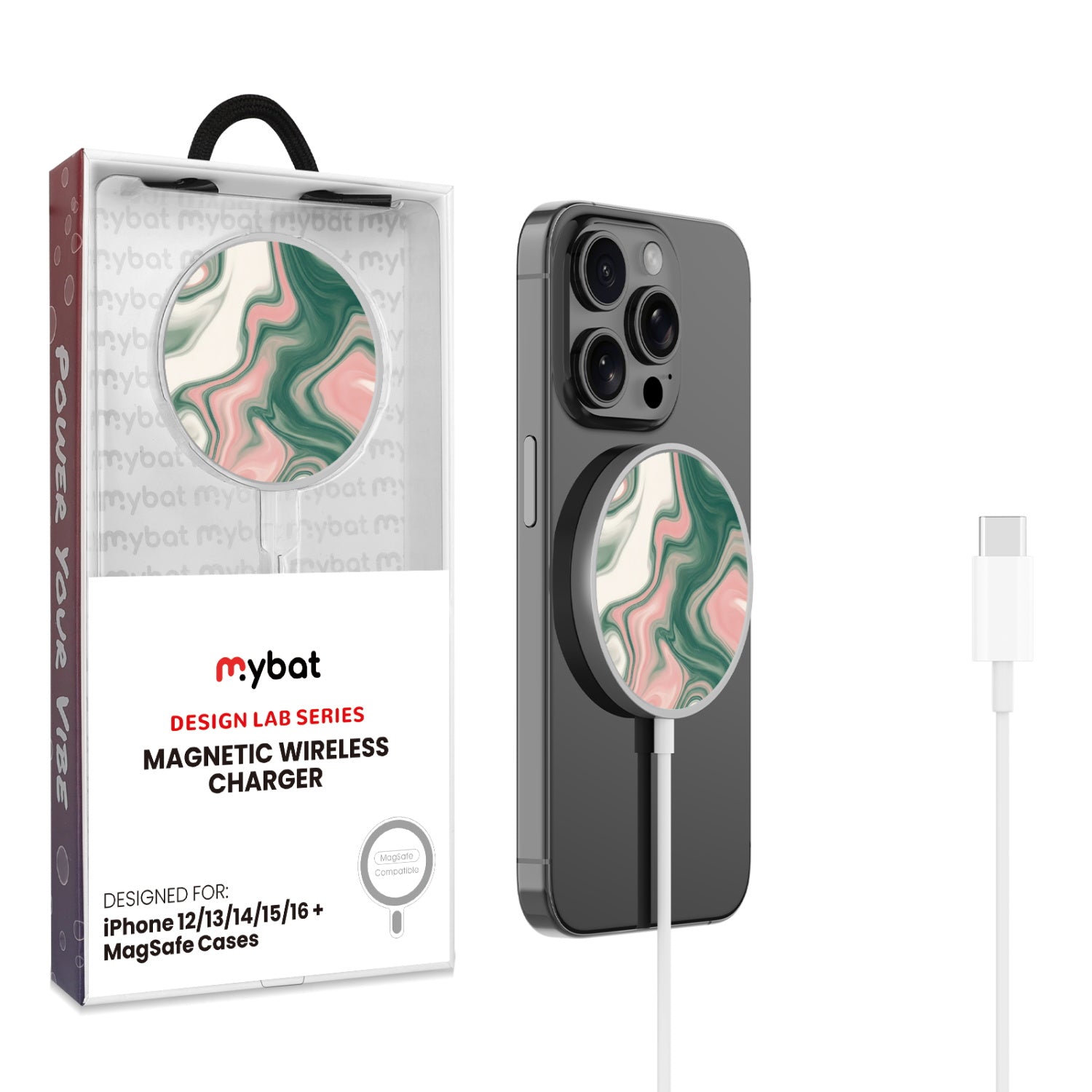 MyBat Design Lab Magnetic Wireless Charger - Silver - Flow State