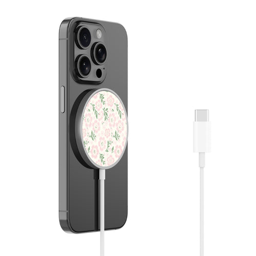 MyBat Design Lab Magnetic Wireless Charger - Silver - Pink Posies - MCGWIRC18SL-473-2.jpg