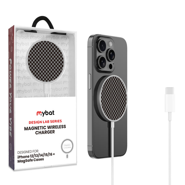 MyBat Design Lab Magnetic Wireless Charger - Silver - Tuxedo Check - MCGWIRC18SL-477-1.jpg