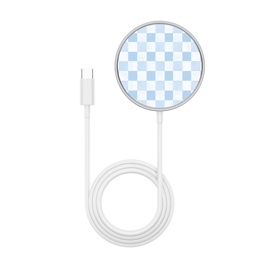 MyBat Design Lab Magnetic Wireless Charger - Silver - Sky Blue Check - MCGWIRC18SL-478-3.jpg