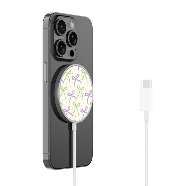 MyBat Design Lab Magnetic Wireless Charger - Silver - Blooming Bows - MCGWIRC18SL-493-2.jpg