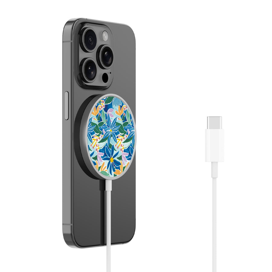 MyBat Design Lab Magnetic Wireless Charger - Silver - Exotic Bloom - MCGWIRC18SL-529-1.JPG