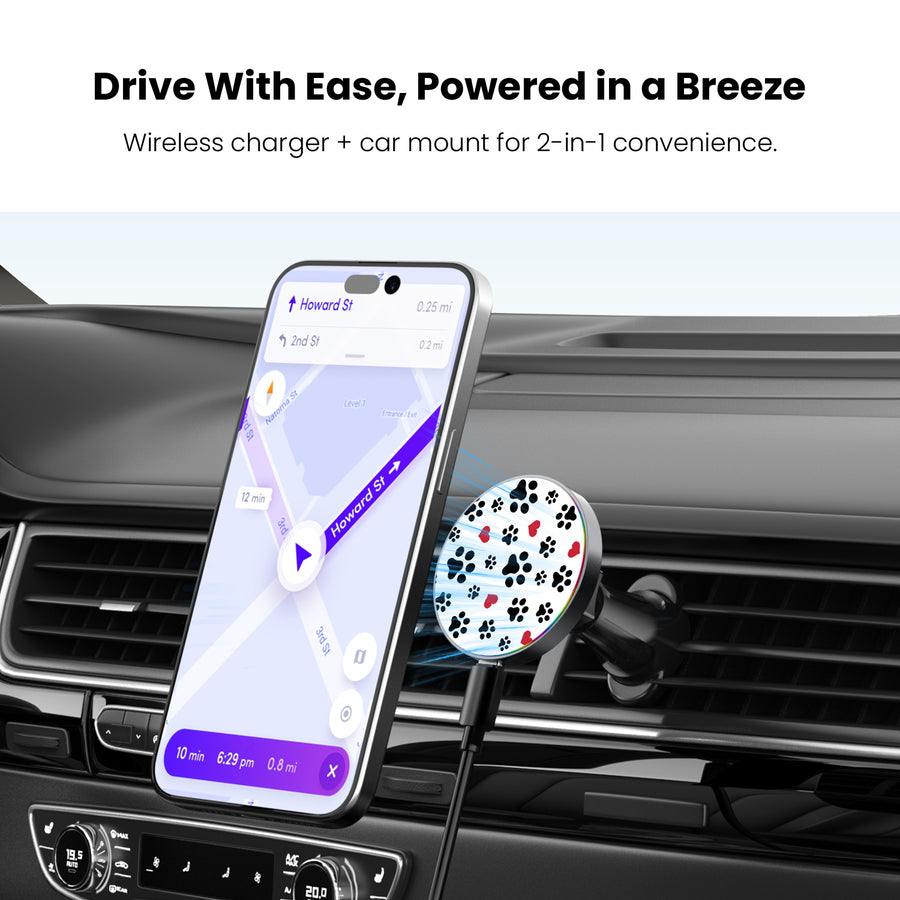 MyBat Design Lab Magnetic Wireless Charging Vent Mount - Black - Paw Prints and Hearts - MCGWIRC21BK-001-4.jpg