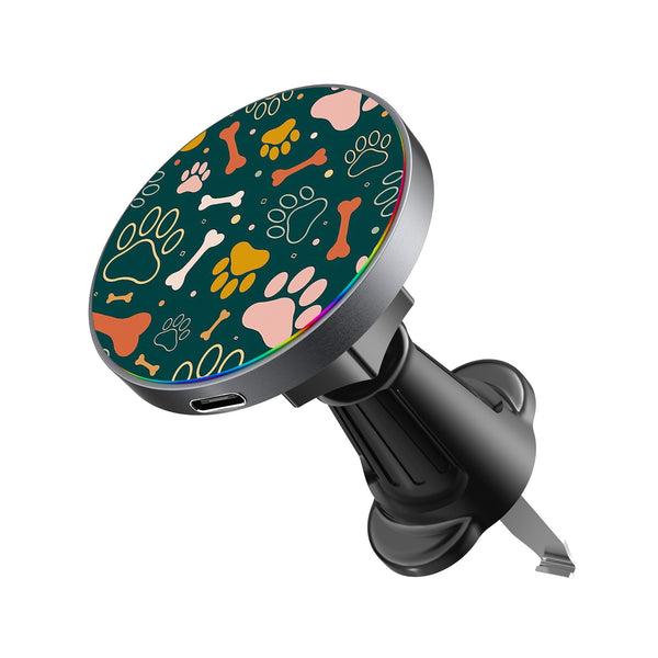 MyBat Design Lab Magnetic Wireless Charging Vent Mount - Black - Paw Prints & Bones - MCGWIRC21BK-003-2.jpg