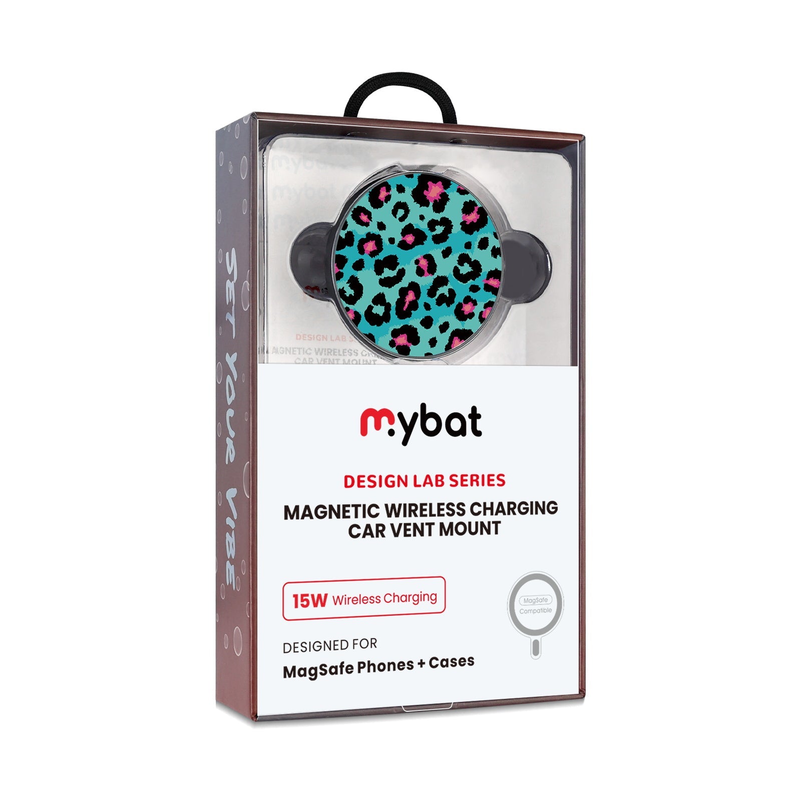 MyBat Design Lab Magnetic Wireless Charging Vent Mount - Black - Multicolor Leopard