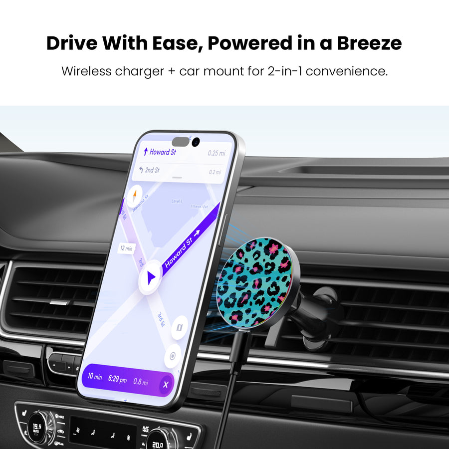 MyBat Design Lab Magnetic Wireless Charging Vent Mount - Black - Multicolor Leopard - MCGWIRC21BK-004-4.jpg