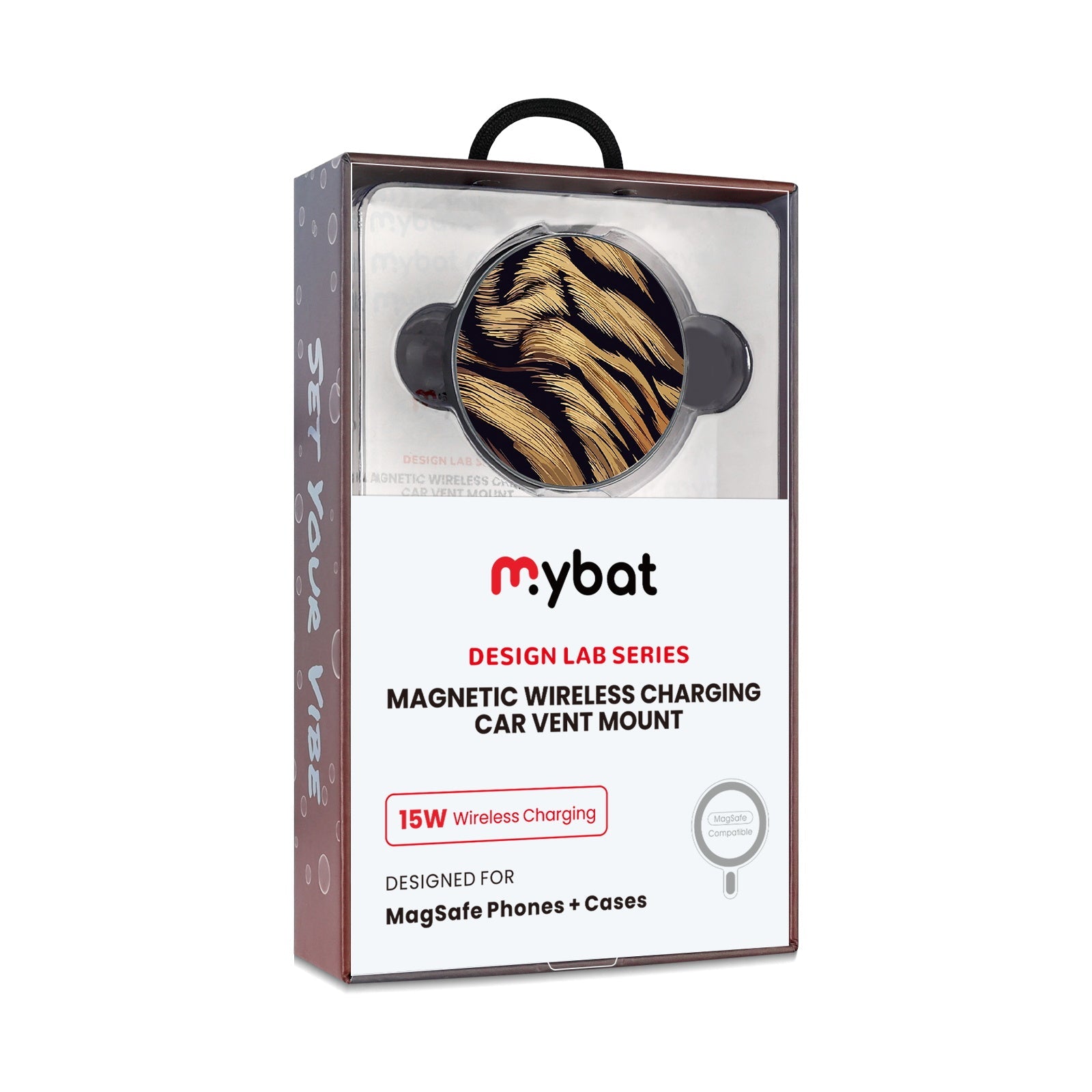 MyBat Design Lab Magnetic Wireless Charging Vent Mount - Black - Tiger Fur