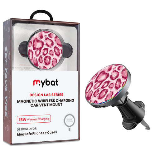 MyBat Design Lab Magnetic Wireless Charging Vent Mount - Black - Pink Leopard Print - MCGWIRC21BK-007-1.jpg