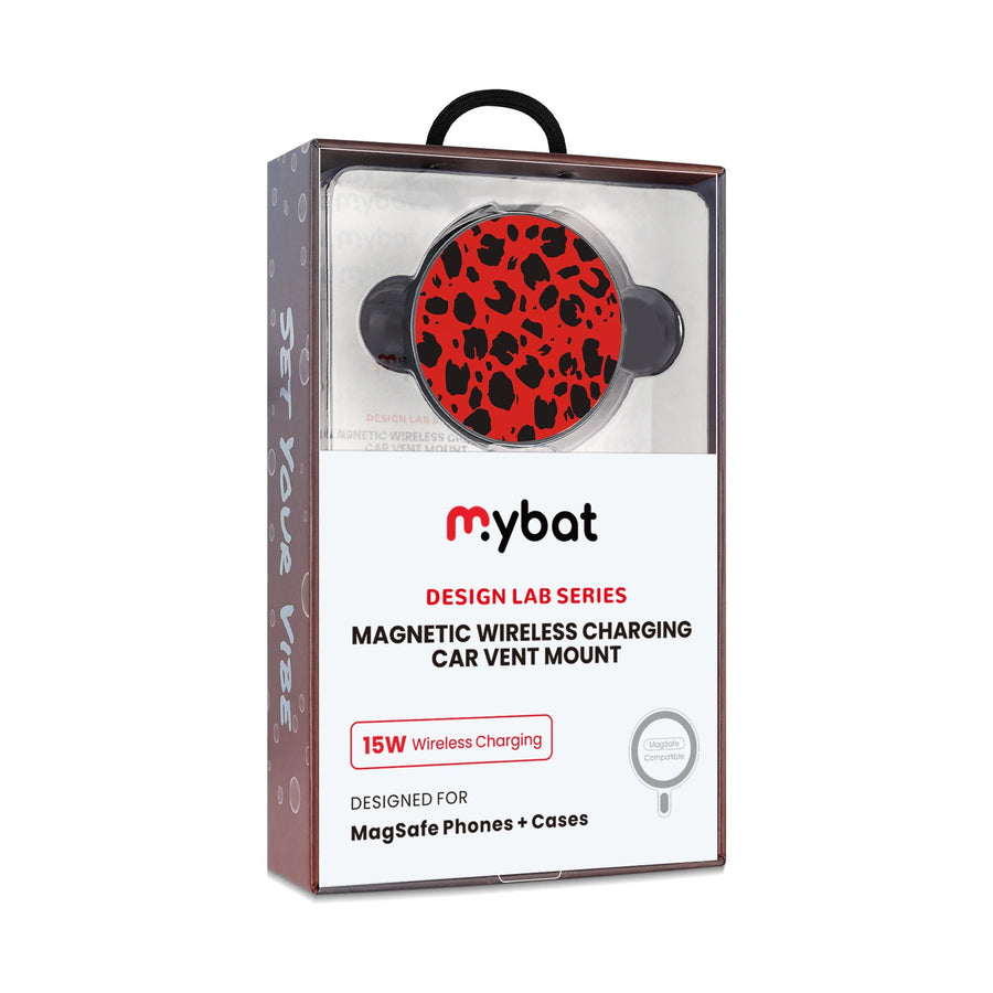 MyBat Design Lab Magnetic Wireless Charging Vent Mount - Black - Red Leopard Print