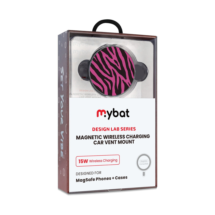 MyBat Design Lab Magnetic Wireless Charging Vent Mount - Black - Pink Zebra Print