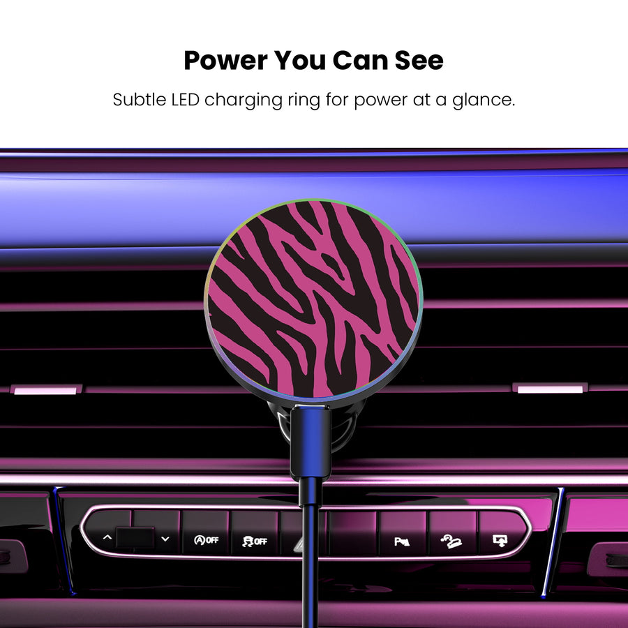 MyBat Design Lab Magnetic Wireless Charging Vent Mount - Black - Pink Zebra Print - MCGWIRC21BK-010-8.jpg