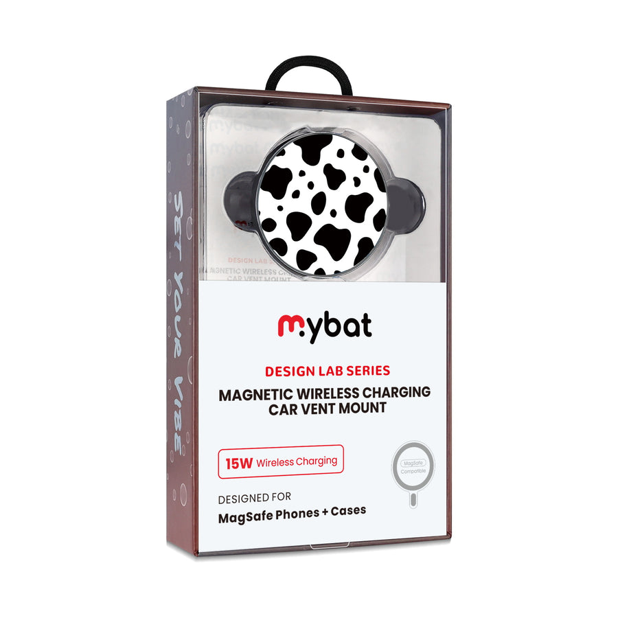 MyBat Design Lab Magnetic Wireless Charging Vent Mount - Black - Original Cow Print - MCGWIRC21BK-014-10.jpg