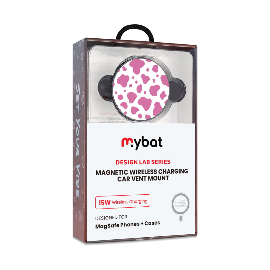 MyBat Design Lab Magnetic Wireless Charging Vent Mount - Black - Pink Cow Print - MCGWIRC21BK-015-10.jpg