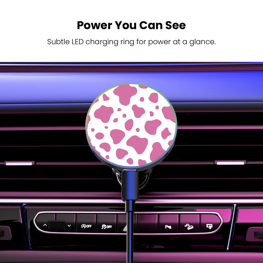 MyBat Design Lab Magnetic Wireless Charging Vent Mount - Black - Pink Cow Print - MCGWIRC21BK-015-8.jpg