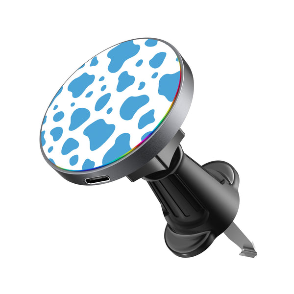 MyBat Design Lab Magnetic Wireless Charging Vent Mount - Black - Blue Cow Print - MCGWIRC21BK-016-2.jpg
