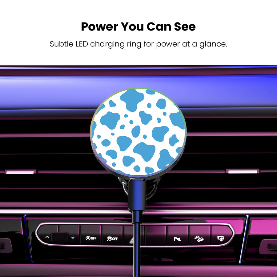 MyBat Design Lab Magnetic Wireless Charging Vent Mount - Black - Blue Cow Print - MCGWIRC21BK-016-8.jpg