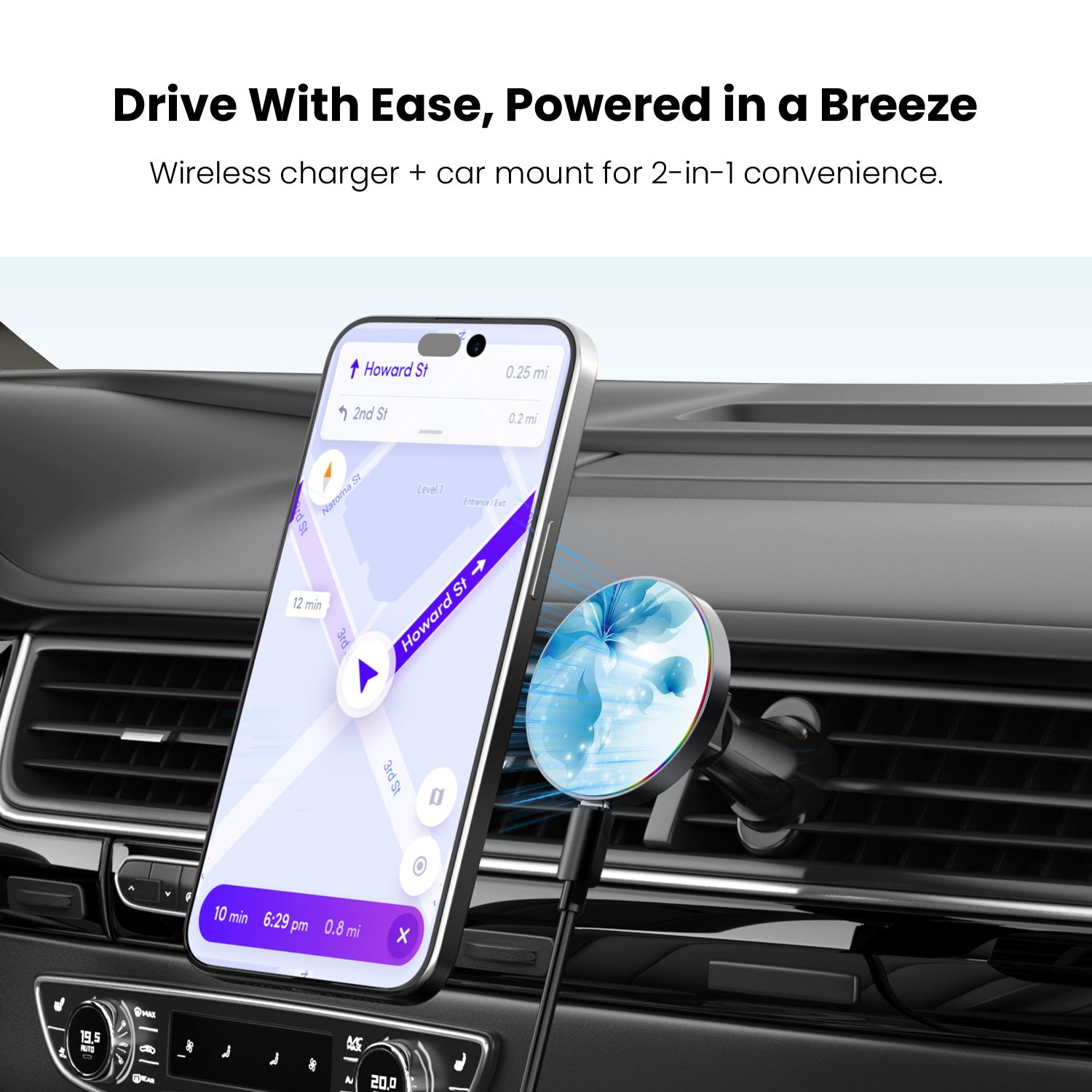 MyBat Design Lab Magnetic Wireless Charging Vent Mount - Black - Butterfly & Flowers - MCGWIRC21BK-020-4.jpg