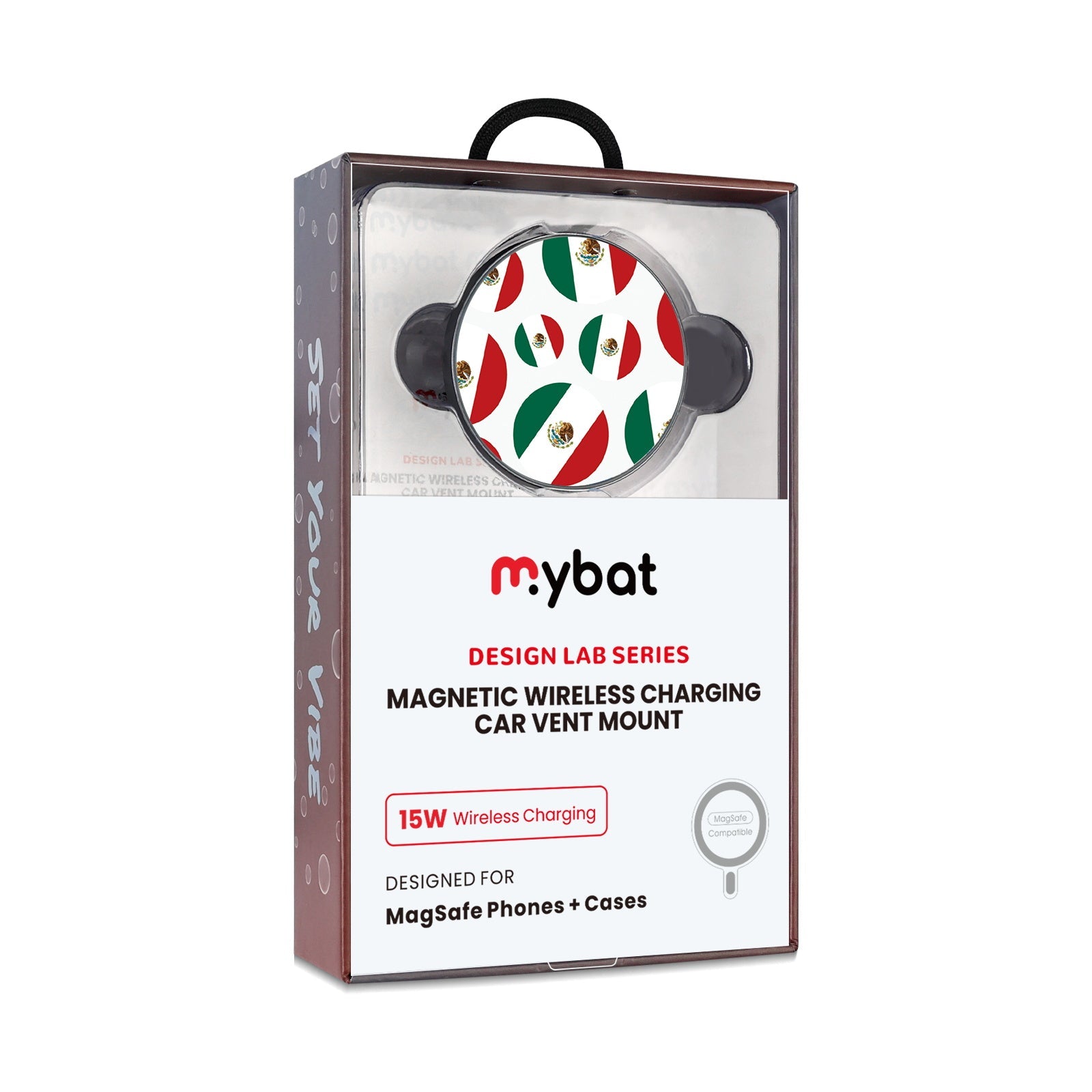 MyBat Design Lab Magnetic Wireless Charging Vent Mount - Black - Mexican Pride