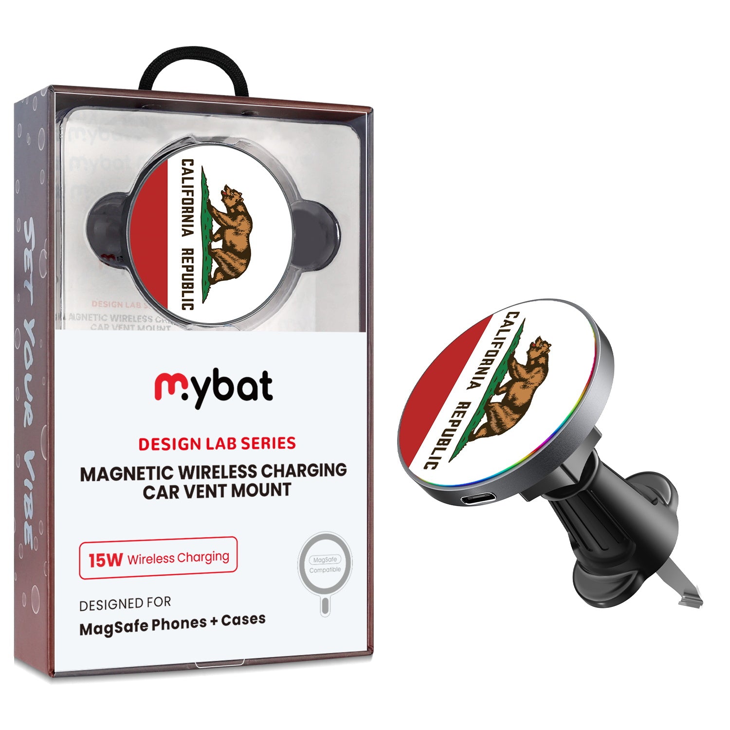 MyBat Design Lab Magnetic Wireless Charging Vent Mount - Black - California State Flag - MCGWIRC21BK-027-1.jpg