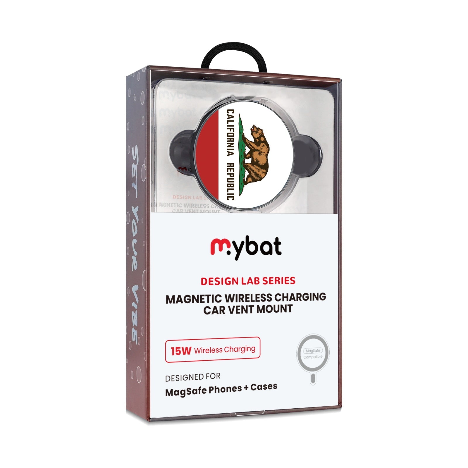 MyBat Design Lab Magnetic Wireless Charging Vent Mount - Black - California State Flag