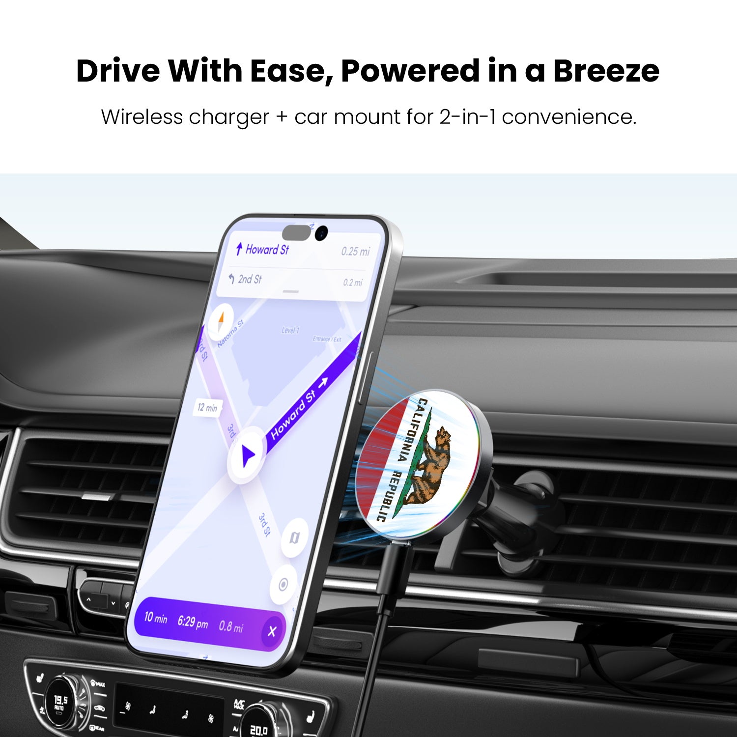 MyBat Design Lab Magnetic Wireless Charging Vent Mount - Black - California State Flag - MCGWIRC21BK-027-4.jpg
