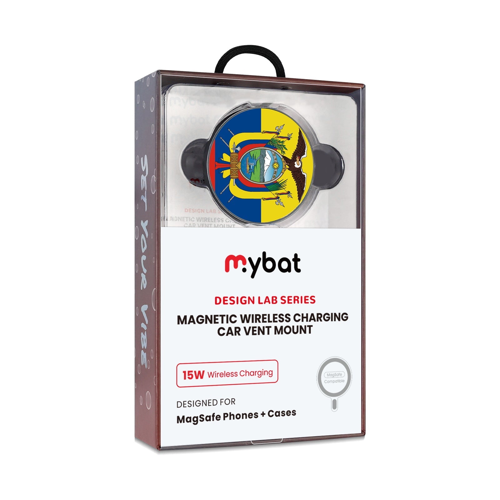 MyBat Design Lab Magnetic Wireless Charging Vent Mount - Black - Ecuadorean Flag