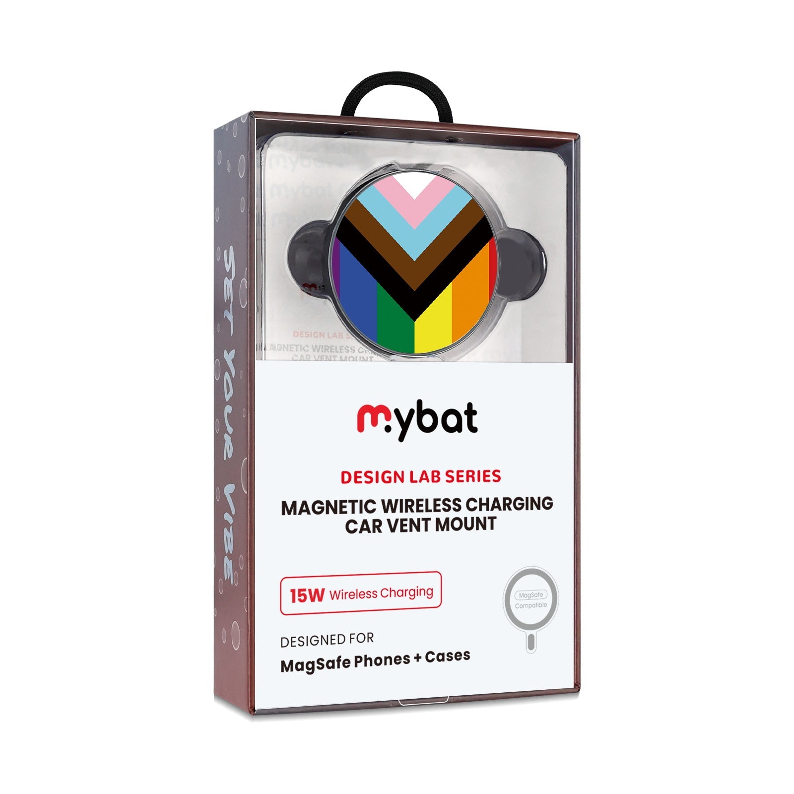 MyBat Design Lab Magnetic Wireless Charging Vent Mount - Black - LGBTQ+ Flag