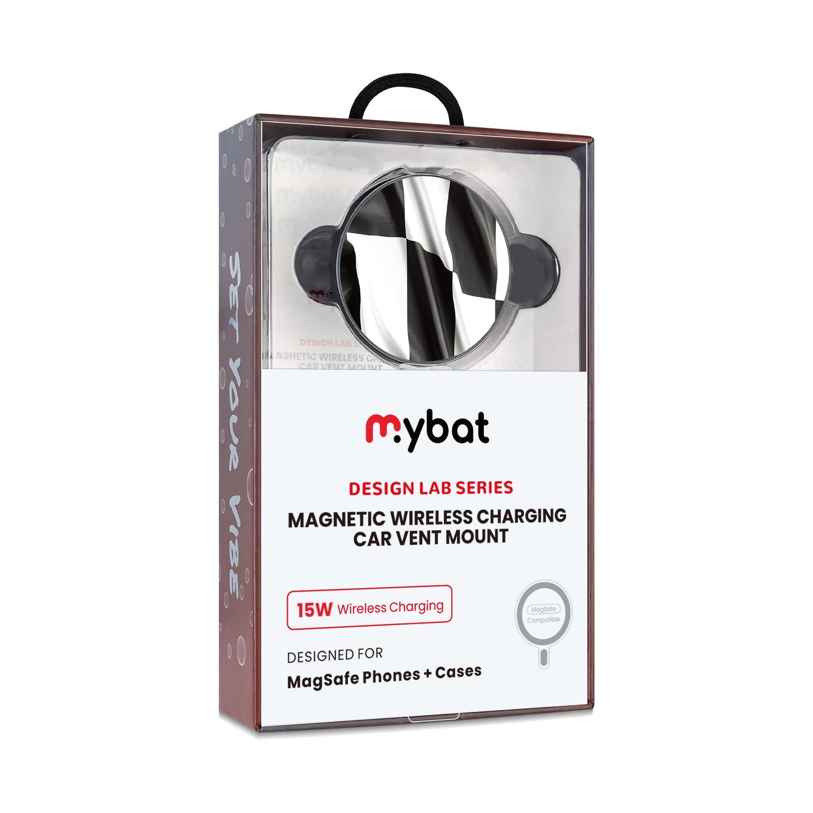 MyBat Design Lab Magnetic Wireless Charging Vent Mount - Black - Racing Flag